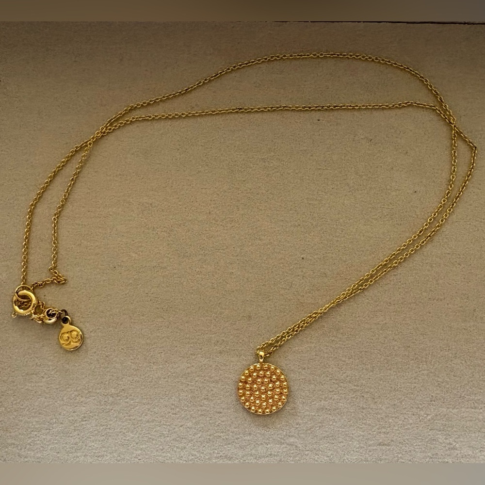 Gorjana Textured Disc 18k Gold Plated Pendant Necklace